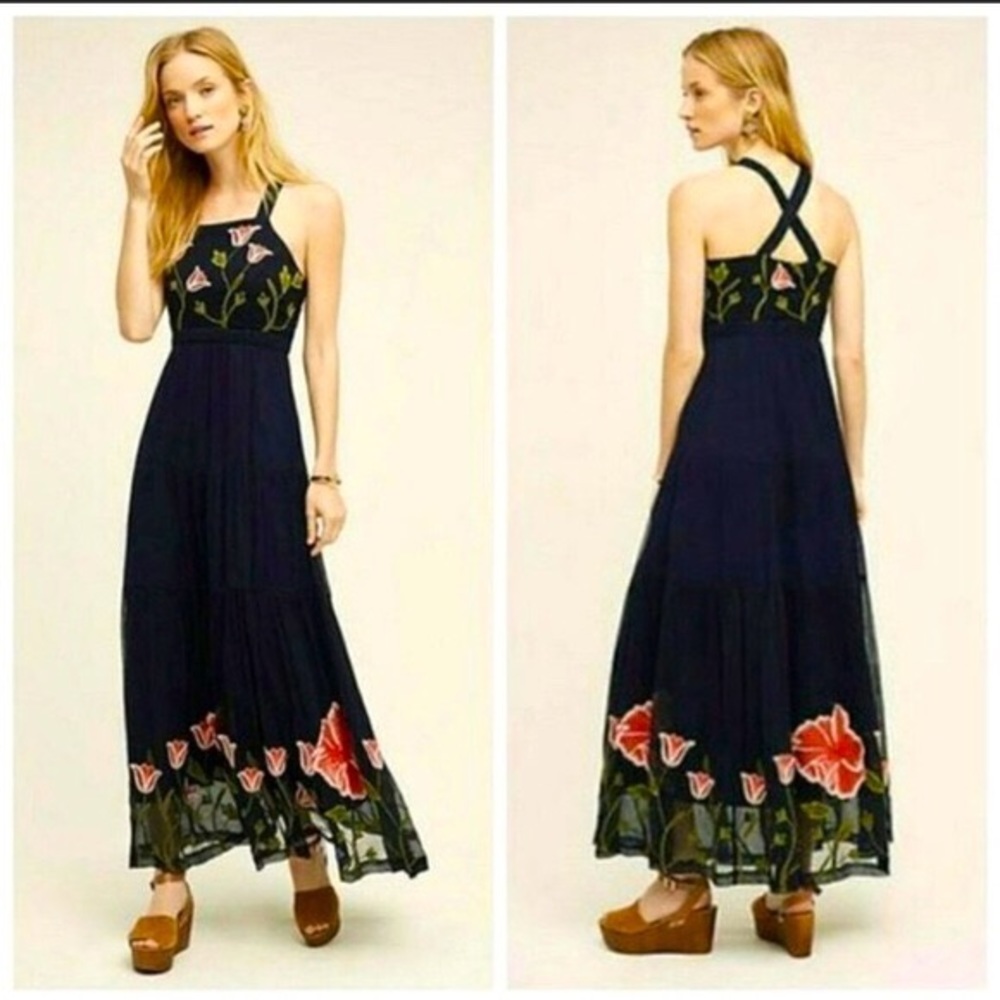 COPY - Anthropologie Floreat Embroidered Maxi Dress